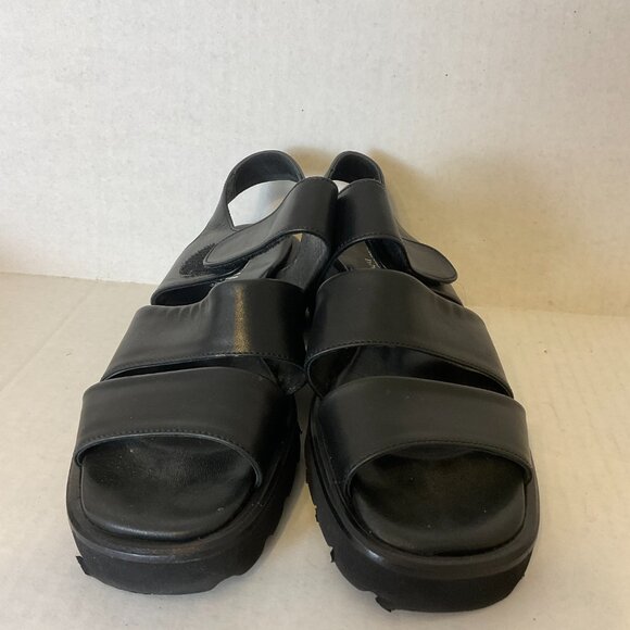 Aquatalia Sandals 7.5 Black Strappy Wedge Block Heel - Picture 7 of 10